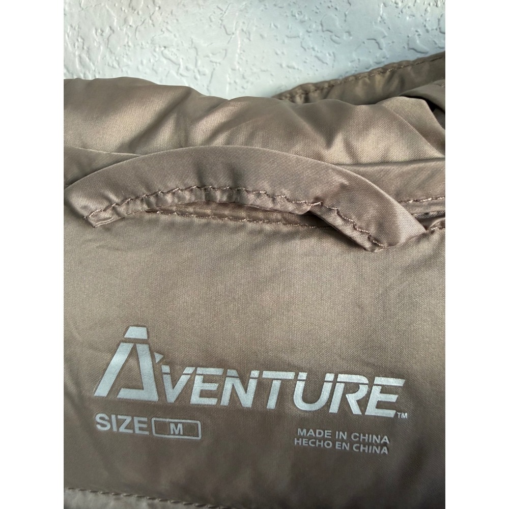 Aventure Womens Down Lightweight Puffer Jacket Hooded Mid Length Taupe/Bronze M - Picture 2 of 10